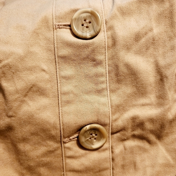 Christopher & Banks Tan Khaki Jacket Women's Medium M Mock Neck Big Buttons EUC - Picture 3 of 8